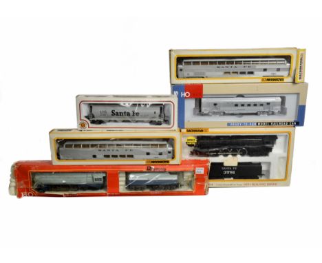 Sante Fe H0 Gauge Steam Locomotives and Passenger Stock by various makers, Bachmann Northern 4-8-4 No 3781 and Rivarossi 4-6-