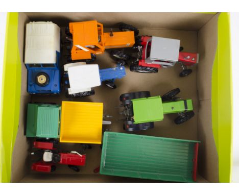 Collection of modern Britains Farm Tractors and other Vehicles, including Tractors Fiat 880 DT, Ford 6600 (lacks exhaust pipe