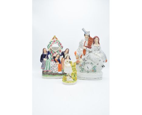 A collection of 19th century Staffordshire flatbacks to include a clock case example (3) tallest is 32cm tall. Condition is a