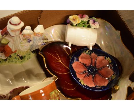 A mixed collection of items to include a Moorcroft pin tray af, Price Kensington Cottage ware, Yardleys lavender figure etc. 