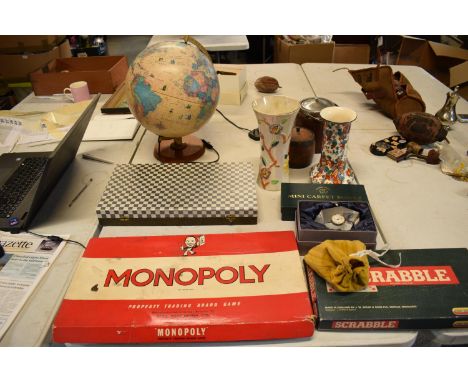 A mixed collection of items to include board games such as Monopoly and Scrabble (may be incomplete), a modern Scan light up 