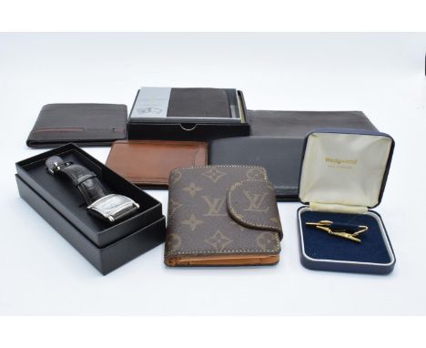Parker 17 fountain pen with 6 leather wallets and other items: Pen is boxed with leaflet, wallets include Jasper Conran, Dent