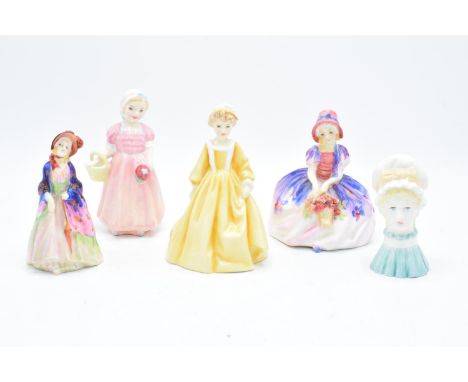 A collection of Royal Doulton figures to include Monica HN1467, Tinkle Bell HN1677, Paisley Shawl M4 (damaged) together with 