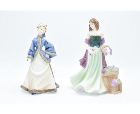 Royal Worcester lady figures to include Winters Morn and Street Sellers Lavender (2).  In good condition with no obvious dama