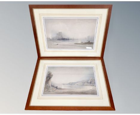 After John Le Capelain (1812-1848) two colour prints, scenes of Jersey in the 19th century, in frames and mounts. (2)