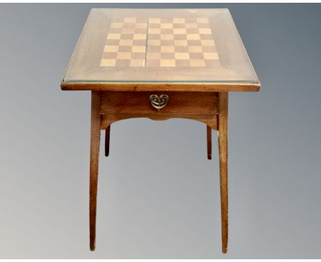 A 19th century mahogany occasional table fitted a drawer with chessboard top 