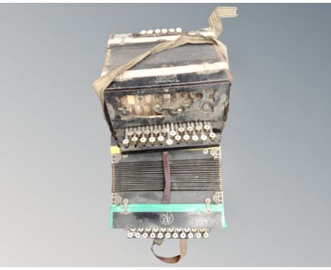 Two vintage accordions including a Triumph Stradella (a/f)