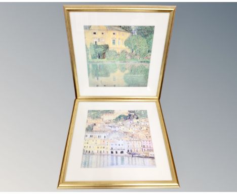 Two Gustav Klimt prints in gilt frames and mounts.