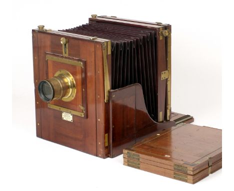 A Meagher 10x8 Field Camera with Wray 16 inch (12x10) lens #8901, 2 DDS and darkcloth. (condition 6F).