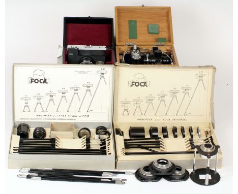 Olympus PM-6 &amp; FOCA Nachet 138 microscope Cameras. Also Two FOCA close-up sets, boxed, Leitz &amp; Kodak parts etc. (BW).