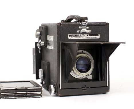 A Good Graflex Super D with Kodak Ektar 152m f4.5 with two 3 1/3 x 4 1/4 inch DDS and fitted with a Graflex 22 120 roll film 