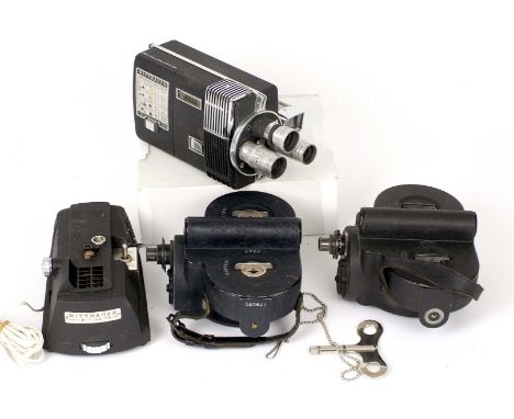 A Wittnauer Cine-Twin combined camera/projector set with 110v mains adapter, a Bell &amp; Howell Filmo 70 Model E (running) w