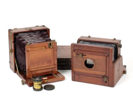 An Uncommon Half Plate Field Camera by Atkinson, Liverpool with an brass lens marked Atkinson and 3 DDS. Also an un-named Tai