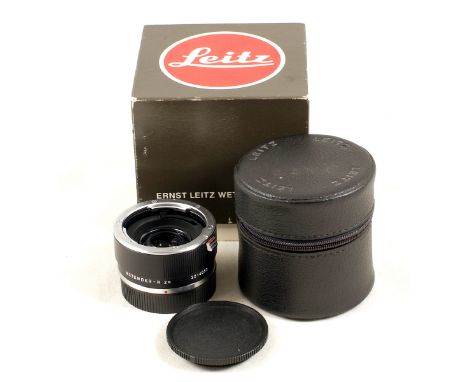 Leitz 11236 Extender-R 2x Converter #3214093 (condition 4/5F). With caps and soft pouch, in maker's box.