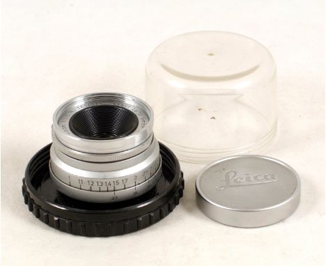 Leitz Summaron 3.5cm f3.5 L39 Lens #1614813 (condition 5/6F) with caps and keeper.