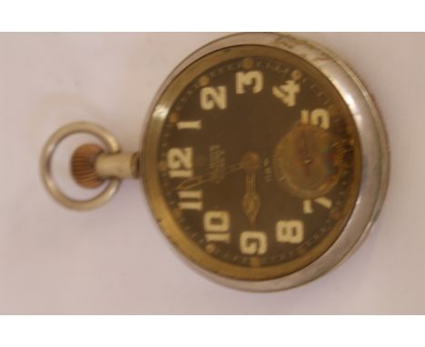 OMEGA Luminous 30 hour military nickel pocket watch, with broad arrow on case back, non-working, for spares &amp; repair&nbsp