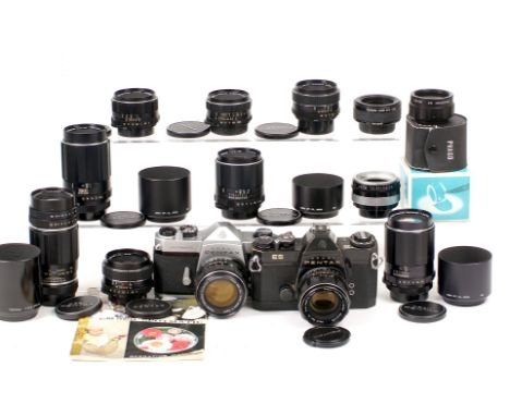 Extensive Pentax M42 Camera &amp; Lens Collection. To include Pentax SP with 50mm f1.4 and a black Pentax ES With 55mm f1.8. 