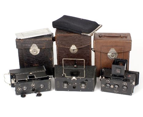 Two ICA Polyscop Stereo cameras, one with plates and a Contessa Nettel Citoscope stereo camera. (all condition 5F).