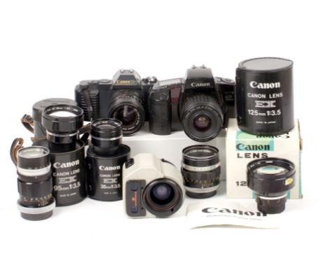 Canon End Lot to include EX &amp; Other Lenses. Comprising EX 35mm, 95mm &amp; 125mm lenses, 135mm f3.5 R, in case, FL 50mm f