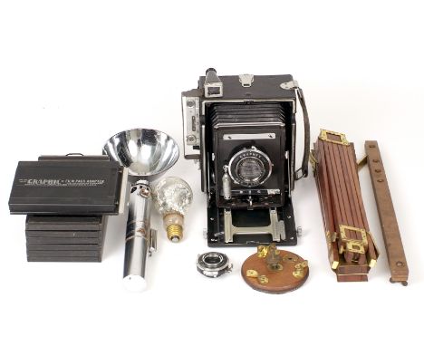 Graphex Speed Graphic 2 1/4 x 3 1/4 Plate Camera. With Optar 6 3/8ths f4.5 and Optar wide angle 90mm f6.8 lenses. Focal plane