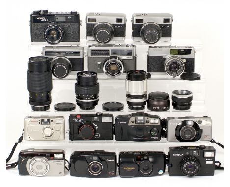 Group of Compact &amp; Other Cameras to include Yashica MG-1, 2 x Werra &amp; a Werra 3 (all firing), Petri (firing), Vivitar