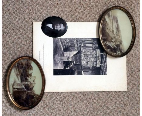 A Pair of Uncommon Glazed Firth's Medallions, Ventnor and Carisbrooke Castle, Isle of Wight, each 5 1/2 x 4 inches; an oval p