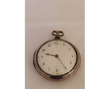 A silver verge pocket watch London 1810, minor damage to white enamel dial, non working&nbsp;