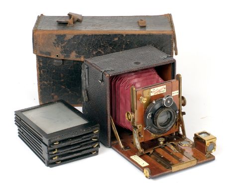 Sanderson Junior Quarter Plate Camera. Fitted with Zeiss Protar Series VII 11 3/16th (drop front not locking shut, otherwise 