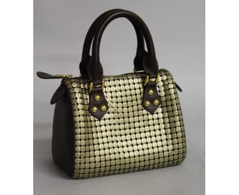 A LOUIS VUITTON GOLD INITIALS BAG. 8ins wide.
