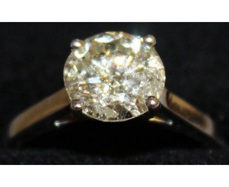 A GOOD SOLITAIRE DIAMOND RING, 1.5cts, set in 18ct white gold.