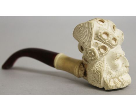 A MEERSCHAUM PIPE, as an Elizabethan head.