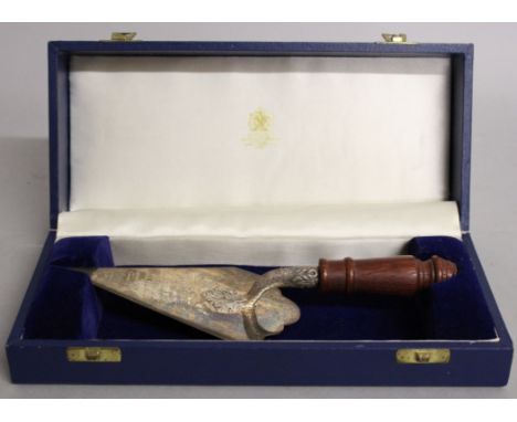 A SILVER TROWEL, Presented by Margaret Thatcher to the Directors of ROSEHAUGH PUBLIC LIMITED COMPANY.