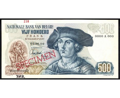 Belgium NBBB-83as P135as Banque Nationale de Belgique 500 Francs 12 July 1963 SPECIMEN. Portrait of Bernard van Orley at cent