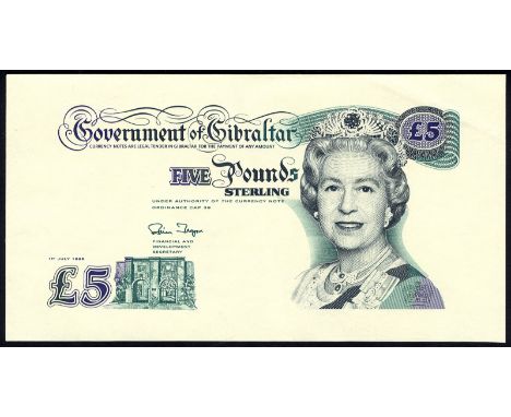 Gibraltar P 25p Linzmayer B123 Government of Gibraltar 5 Pounds 1 July 1995 SEPARATE FRONT AND BACK PROOFS. Portrait of Queen