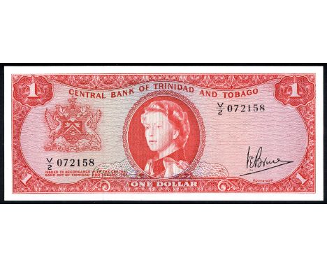 Trinidad and Tobago P 26c Linzmayer B201d Central Bank of Trinidad and Tobego 1 Dollar L.1964. Coat of arms of Trinidad and T
