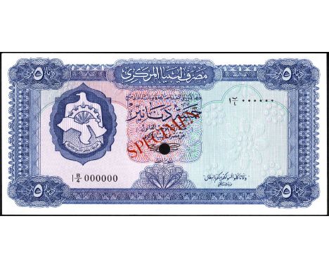 Libya P 36ct Linzmayer B504bt Central Bank of Libya 5 Dinars -1972 COLOR TRIAL. Blue. Coat of arms of Libya at left on front.