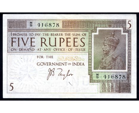 India P 4b Jhunjhunwalla/Razack 3.4.2 Reserve Bank of India 5 Rupees ND. Portrait of King George V at right top on front. Sig