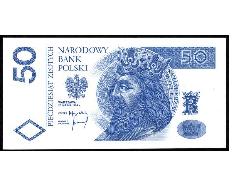 Poland P 175p Linzmayer B856p Milczak 198 Narodowy Bank Polsky 50 Zlotych 25 March 1994 SEPARATE FRONT AND BACK PROOF. Portra