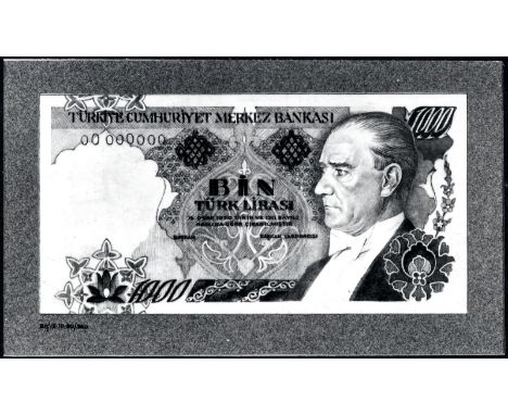 Turkey P 196 199 design Central Bank of Turkey. Lot containing 3x 1 000 Lirasi ND UNADOPTED SEPARATE FRONT AND BACK PHOTOGRAP