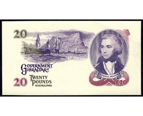 Gibraltar P 27p Linzmayer B125 Government of Gibraltar 20 Pounds ND BACK PROOF. HMS Victory returning to Gibraltar in 1805 at