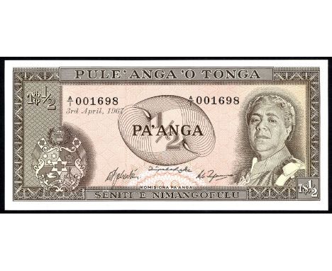 Tonga P 13a 14b 15a - 17a Linzmayer B113a 114b 115a - 117a Government of Tonga. Lot containing ½ 1 2 5 and 10 Pa'anga 1967. P