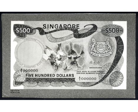 Singapore P 7p Linzmayer B107 Board of Commissioners of Currency 500 Dollars -1972 SEPARATE FRONT AND BACK PHOTOGRAPHIC PROOF