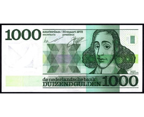 Netherlands Plomp 128c AV 109.2 P 94a De Nederlandsche Bank 1 000 Gulden 30 March 1972. Stylized portrait of Spinoza at right