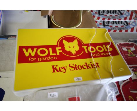A Wolf Tool Key Stockist light up sign
