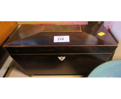 A 19th century mahogany tea caddy, width 10.75ins