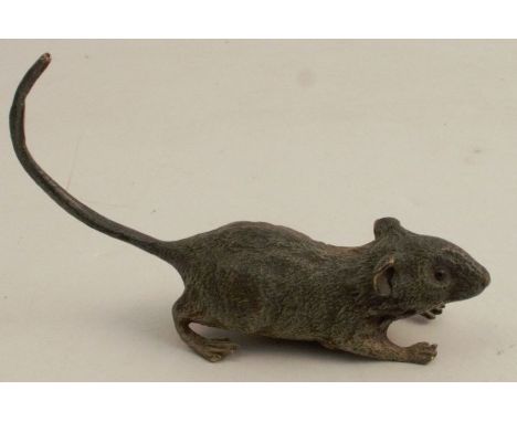 A Bergman cold painted bronze model, of a mouse, length 3.5ins