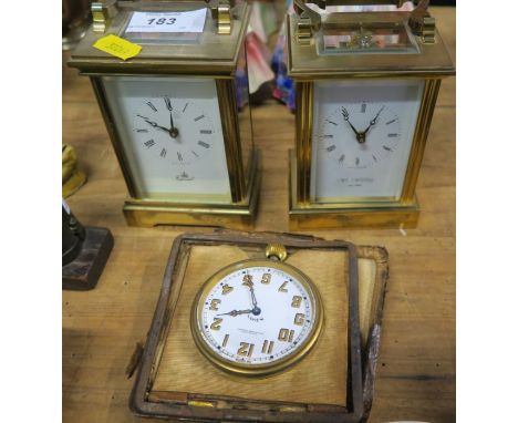 Two carriage clocks and a travelling clock