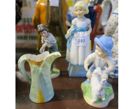 Two Royal Worcester figures, a jug and another figure of a boy playing cricket