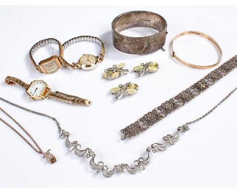 Mixed jewellery and watches, including necklaces, bangle and earrings (qty)