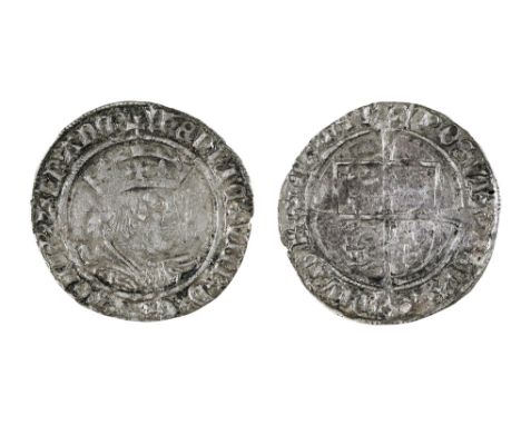 English Hammered Silver, Henry VIII, Groat, mm pheon, S2337E, 2.8gm, strong portrait, almost VF–VF 